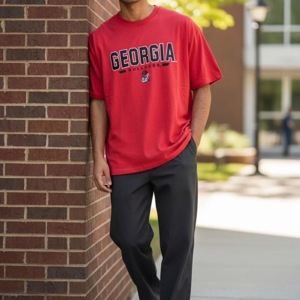 (2 FOR $20) Georgia Bulldogs Red Short Sleeve Tee - Picture 1 of 4